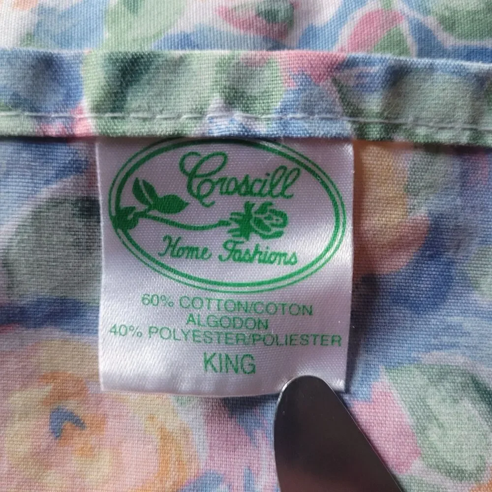 Vintage Croscill Floral Ruffled King Flat Sheet/ Fitted Sheet and 2 Pillow Shams - Picture 4 of 5